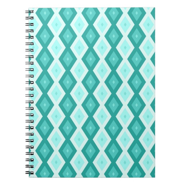 Turquoise diamond pattern notebook (Front)