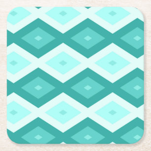 Turquoise diamond pattern square paper coaster