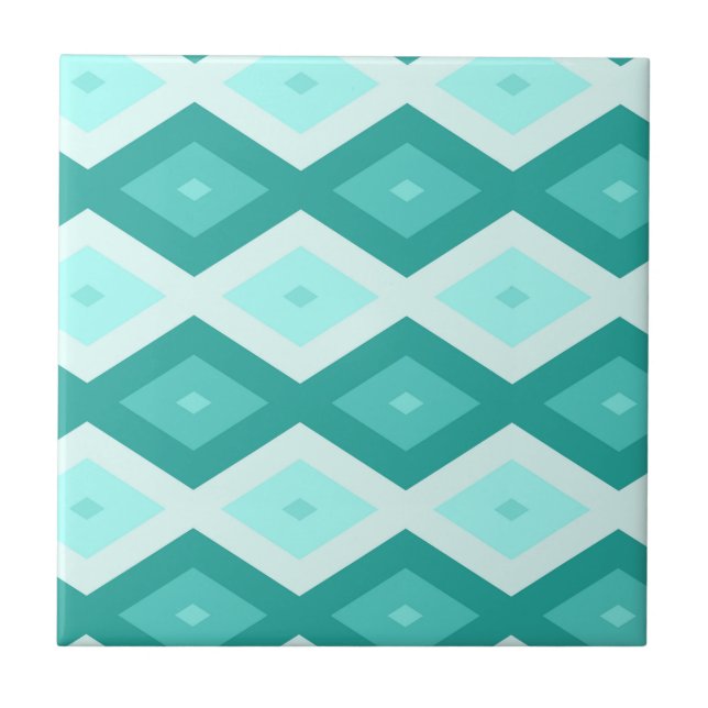 Turquoise diamond pattern tile (Front)