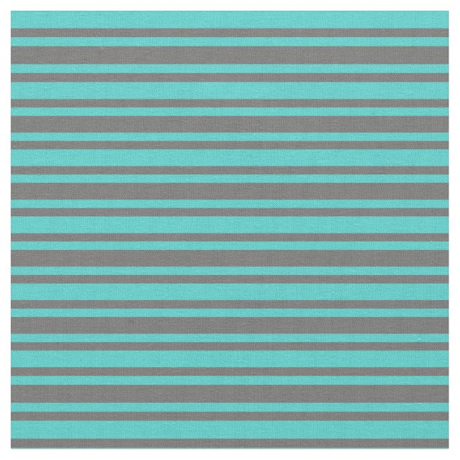 Turquoise & Dim Grey Coloured Stripes Fabric (Close Up)