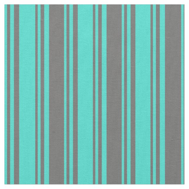 Turquoise & Dim Grey Lines Fabric (Close Up)