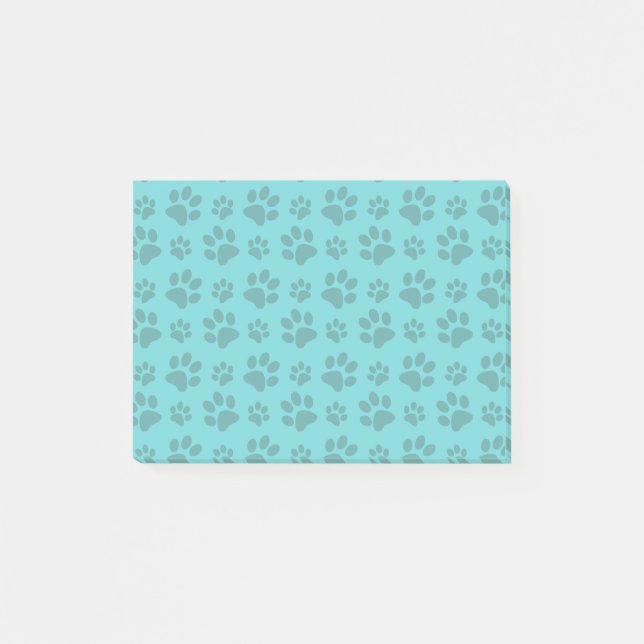 Turquoise dog paw print post-it notes (Front)