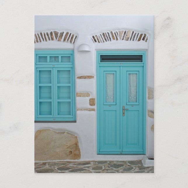 Turquoise Door - Cycladic Architecture Postcard (Front)