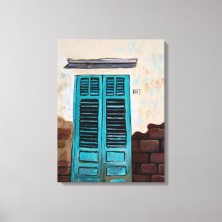 Turquoise Door in Italian Street Canvas Print