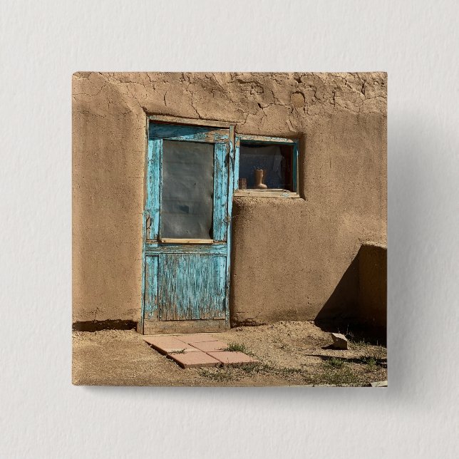 Turquoise Door Taos Pueblo Photography 15 Cm Square Badge (Front)
