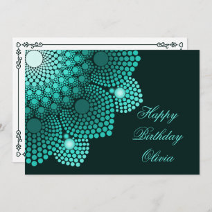 Turquoise Dot Mandala Happy Birthday Card