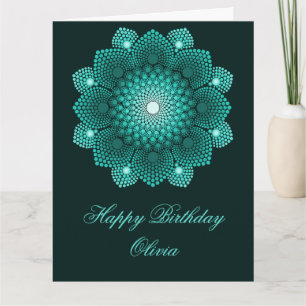 Turquoise Dot Mandala Happy Birthday Card