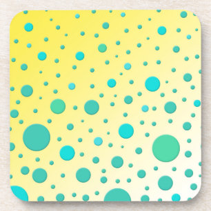 Turquoise Dots on Yellow Modern Design Coaster