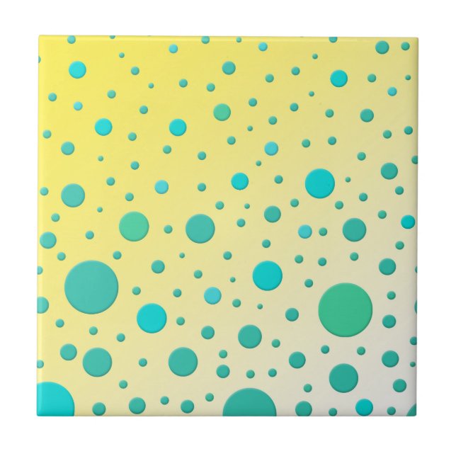 Turquoise Dots on Yellow Modern Design Tile (Front)