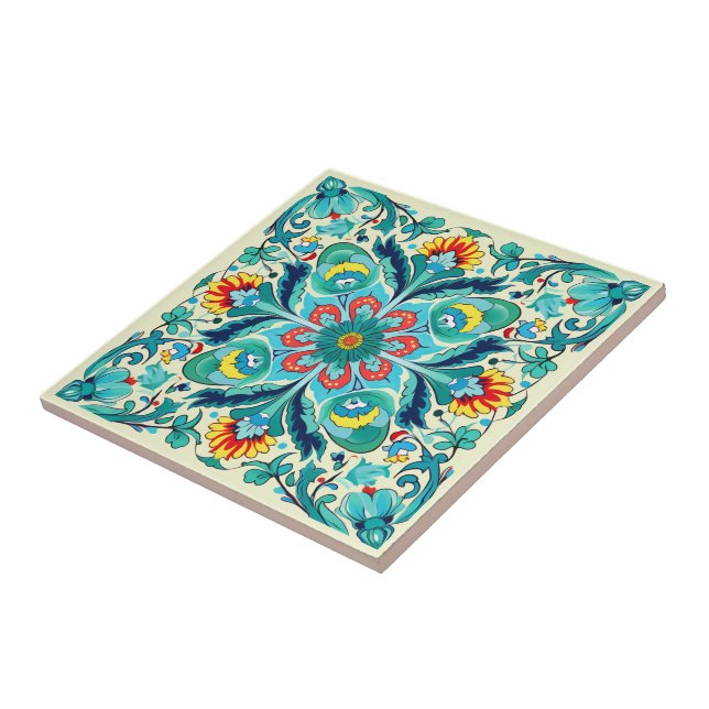 Turquoise Dream Iznik  Tile (Side)