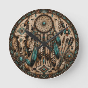 Turquoise Dreamcatcher Wall Clock