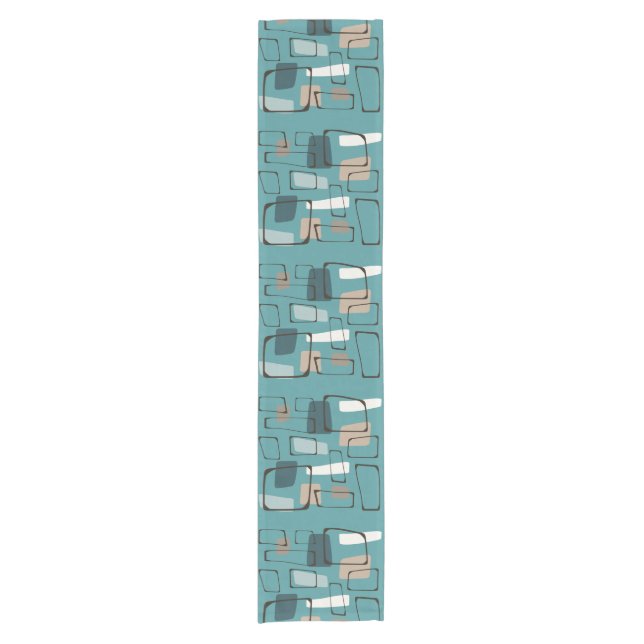 Turquoise Eames Style Art Short Table Runner (Front)