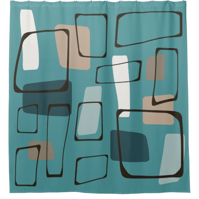 Turquoise Eames Style Art Shower Curtain (Front)