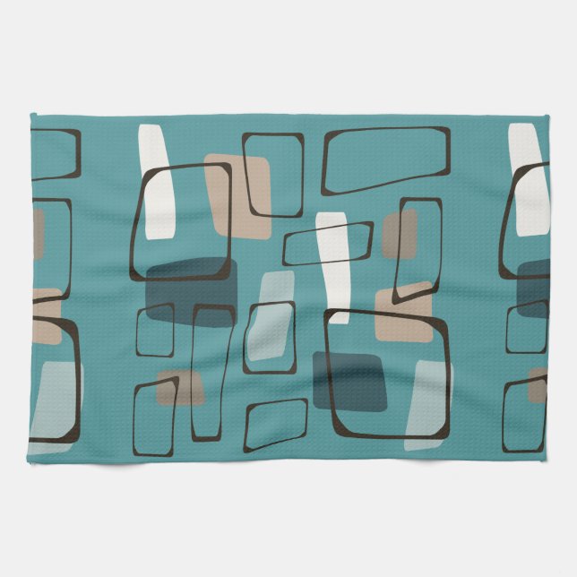 Turquoise Eames Style Art Tea Towel (Horizontal)