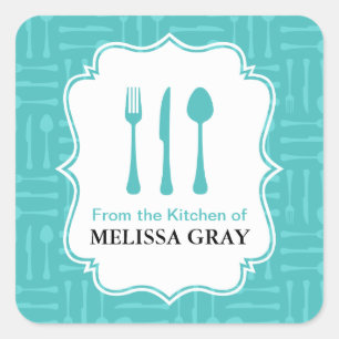 Turquoise Eating Utensils Kitchen Labels