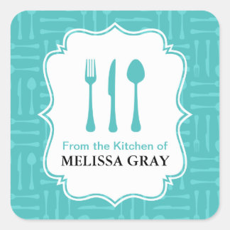 Turquoise Eating Utensils Kitchen Labels