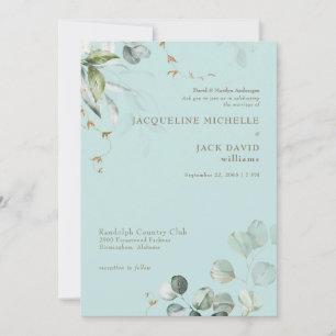 Turquoise Elegance Bride Parents Wedding Invitation