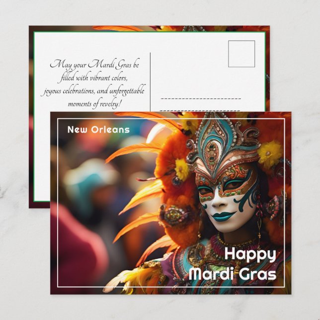 💚💜💛Turquoise Elegance: Mardi Gras Radiance Postcard (Front/Back)