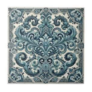 Turquoise Elegance - Portuguese Inspired Design Tile