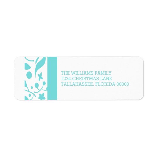 Turquoise Elegant Foliage Holiday Return Address Label