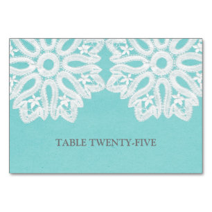 Turquoise Elegant Lace Table Card