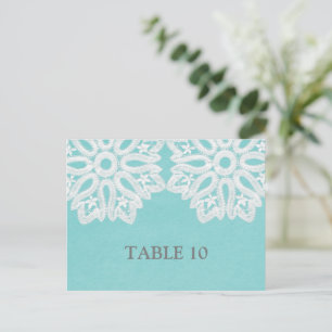 Turquoise Elegant Lace Table Number Postcard