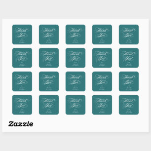Turquoise Elegant Script Graduation Thank You Square Sticker