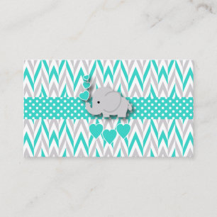Turquoise Elephant Baby Shower Book Raffle Enclosure Card