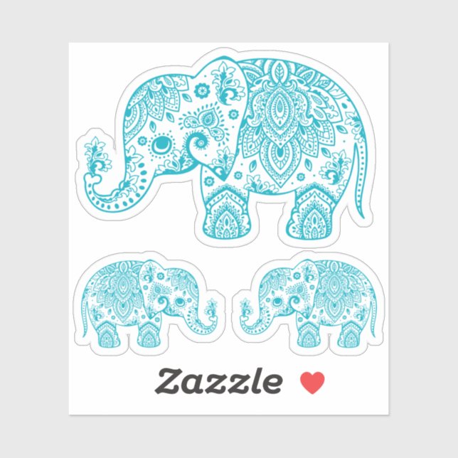Turquoise elephant vintage floral paisley (Sheet)