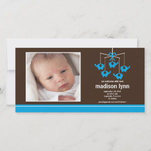 Turquoise Elephants Baby Girl Birth Annoucement Announcement