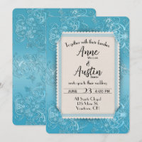 Turquoise Embossed Wedding with Slit Corner 