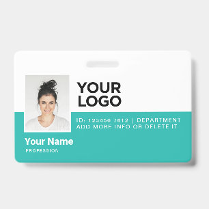 Turquoise Employee Modern Photo ID Security Badge