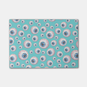 Turquoise eyeball pattern post-it notes