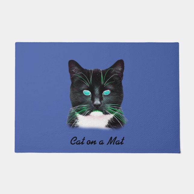 Turquoise Eyed Cat Doormat (Front)