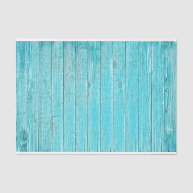 Turquoise Faux Coastal Beach Wood Decoupage Tissue Paper (Front)