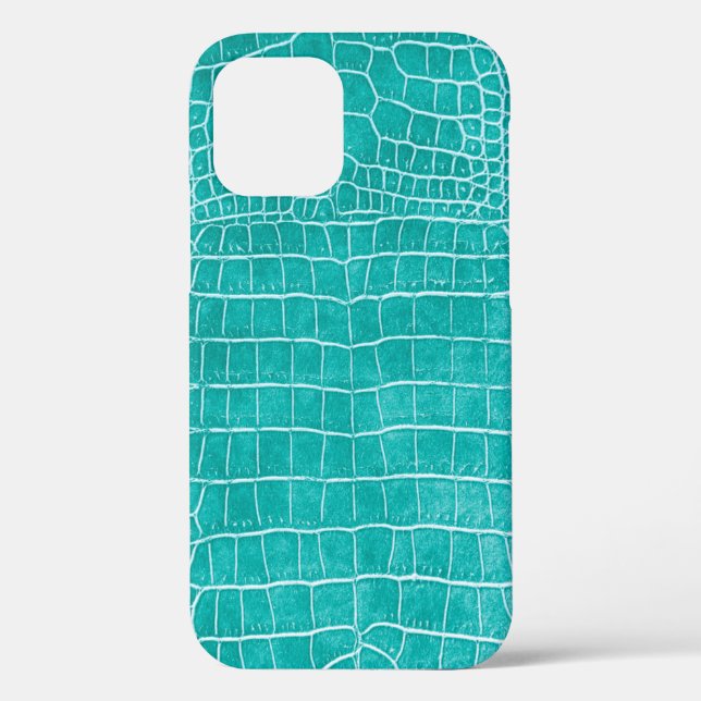 Turquoise Faux Crocodile Leather Case-Mate iPhone Case (Back)