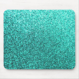 Turquoise faux glitter graphic mouse mat