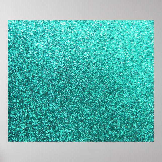 Turquoise faux glitter graphic poster (Front)