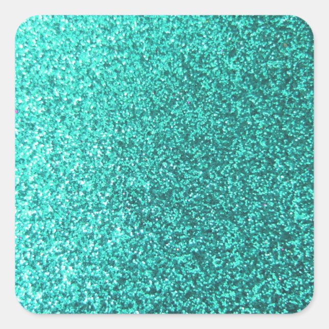 Turquoise faux glitter graphic square sticker (Front)
