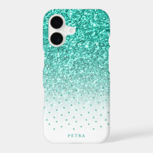 Turquoise faux glitter ombre modern design