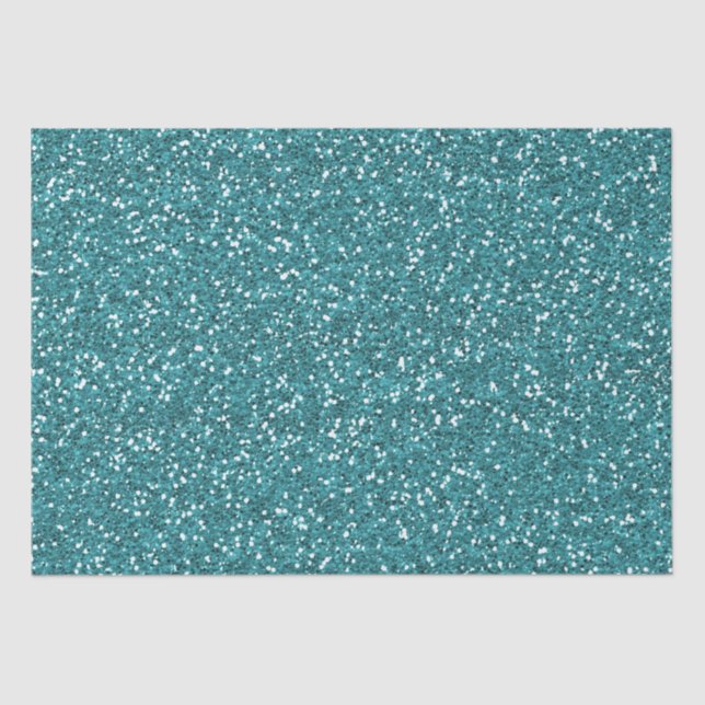 Turquoise Faux Glitter Tissue Paper (Front)
