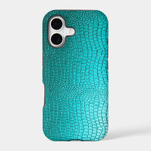 Turquoise Faux Leather Snake-Skin Look