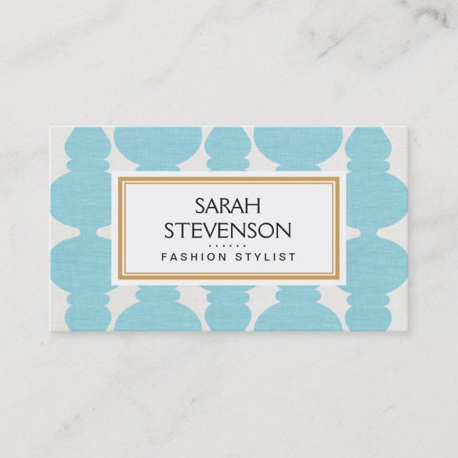 Turquoise FAUX Linen Fashion Boutique and Salon Business Card (Front)