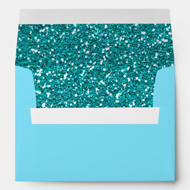 Turquoise Faux Sparkles Style Texture Print Envelope (Back (Bottom))