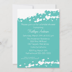 Turquoise Field of Hearts Bridal Shower Invitation