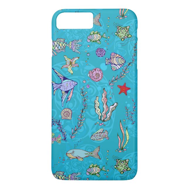 Turquoise Fish Pattern Case-Mate iPhone Case (Back)