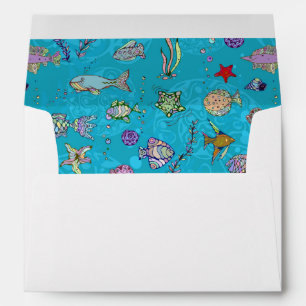 Turquoise Fish Pattern Envelopes