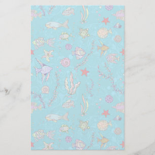 Turquoise Fish Pattern Stationery