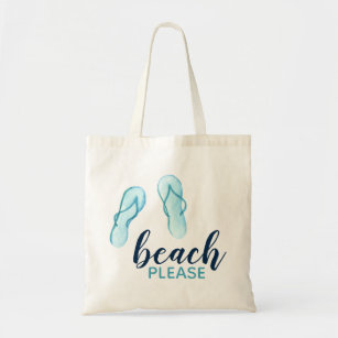 Turquoise Flip Flops Beach Please Quote Tote Bag