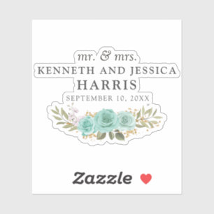 Turquoise Floral Blue Roses Names & Wedding Date
